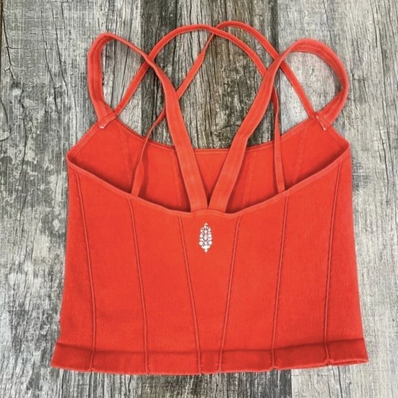FREE PEOPLE🌺Stay With Me Tank in CORAL CRIMSON L/XL - Picture 4 of 5